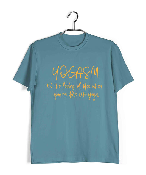 Yoga Puns YOGASM Fitness Wordplay Casual Graphic Printed T-Shirt for Men